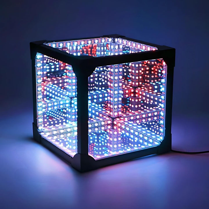 Lampa Sześcian LED 3D, optyczna iluzja głębi. Futurystyczne oświetlenie i elegancka ozdoba do pokoju.