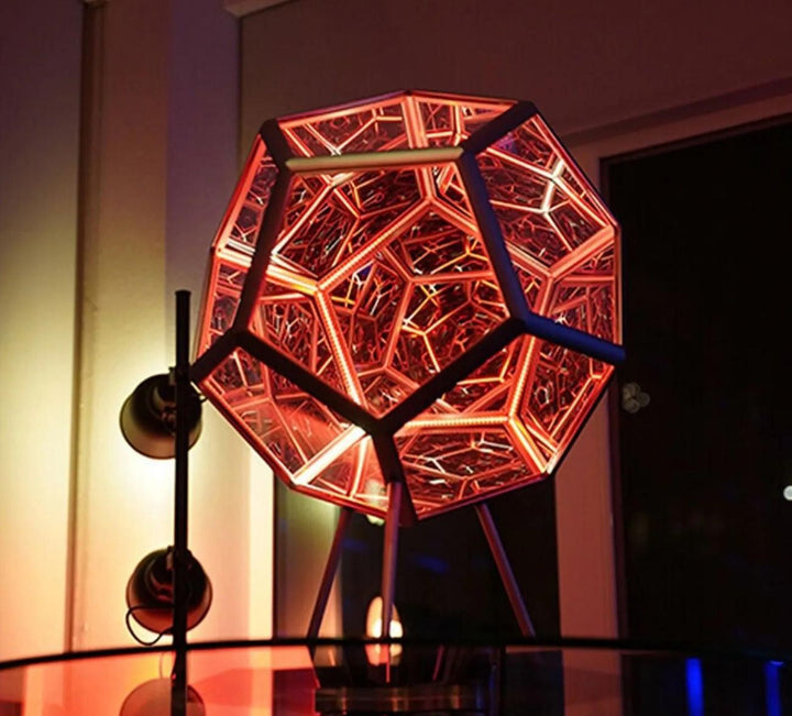 Nowoczesny Sześcian LED 3D, gadżet z iluzją głębi. Oświetlenie futurystyczne i dekoracja pokoju.
