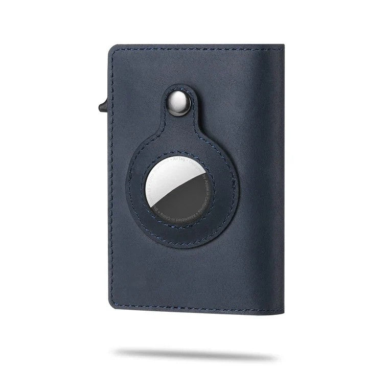 Minimalistyczny portfel męski, aluminiowy, z blokadą RFID dla bezpieczeństwa kart.