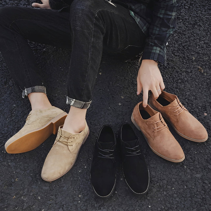 Brązowe męskie buty Dwayne, klasyczny styl vintage. Wygodne i eleganckie obuwie na lato, idealne na co dzień.