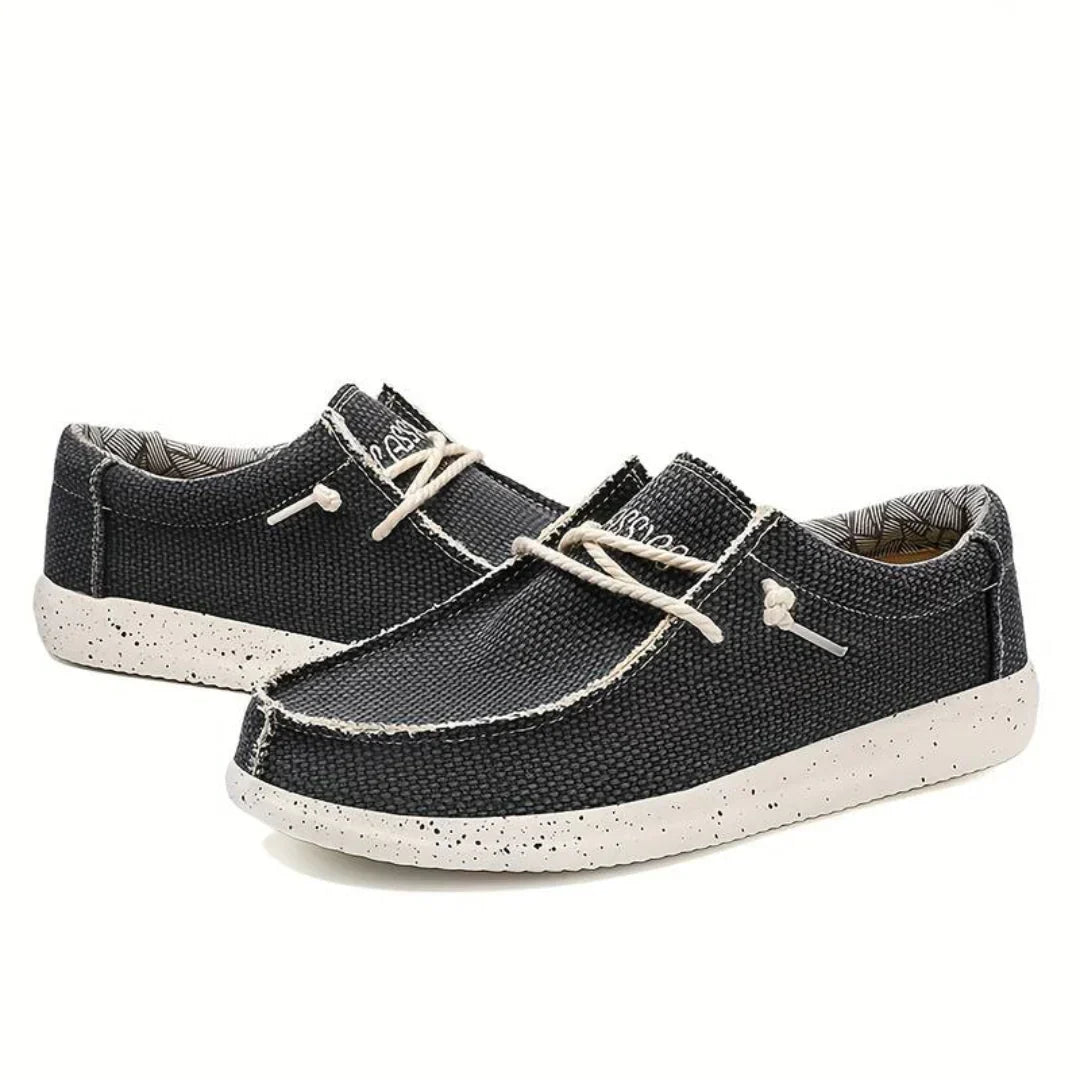 Męskie buty płócienne sznurowane, lekkie i oddychające, idealne na wiosnę i jesień, do codziennych stylizacji.