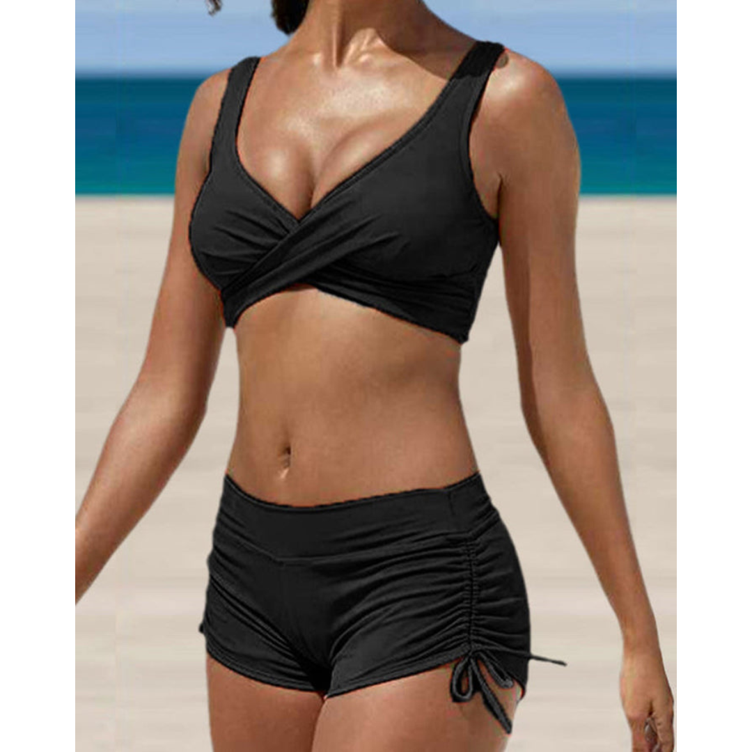 Dwuczęściowe damskie bikini, idealne na plażę i lato. Komfortowy i stylowy strój kąpielowy z regulacją.