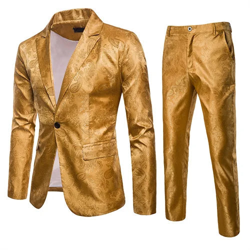 Klasyczny męski garnitur slim fit: marynarka i spodnie. Dwuczęściowy komplet biznesowy, elegancki styl.