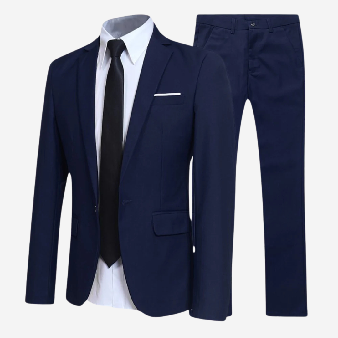 Nowy, wyrafinowany męski garnitur slim fit. Formalny 3-częściowy zestaw idealny na specjalne wydarzenia i do biura.