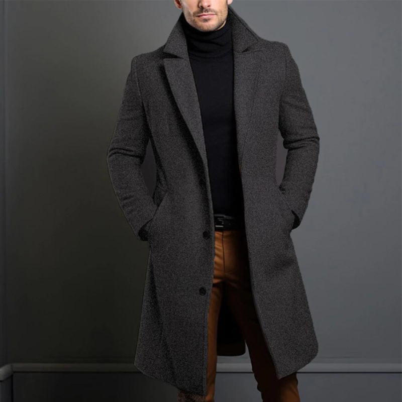 Stylowy męski płaszcz jesienny, wiatroszczelna kurtka przejściowa. Elegancka moda męska, komfortowa odzież wierzchnia na jesień.