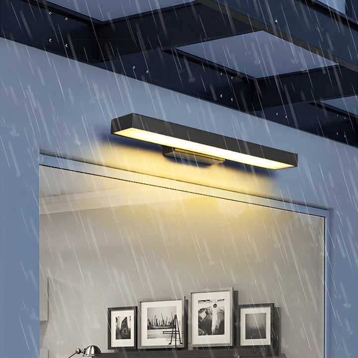 Lampa ścienna LED z czujnikiem ruchu, czarna, do oświetlenia ogrodu. Energooszczędna, nowoczesna oprawa elewacyjna.