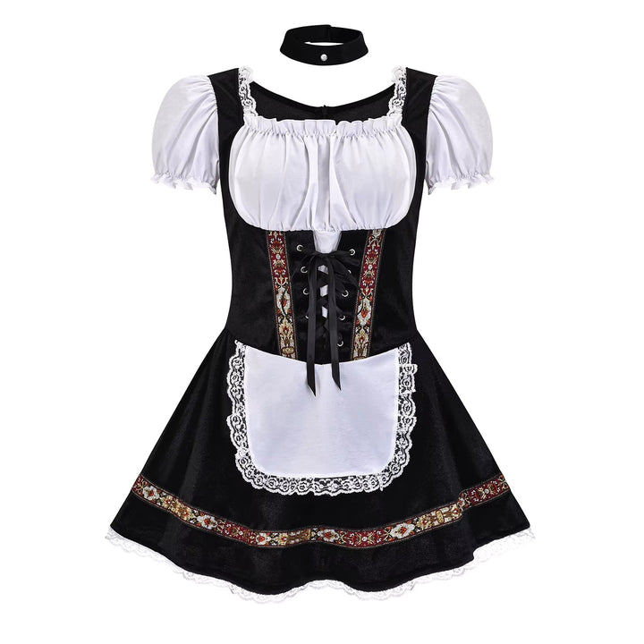 Autentyczna damska sukienka Dirndl z tradycyjnym gorsetem i bufkami. Idealna na bawarski Oktoberfest.