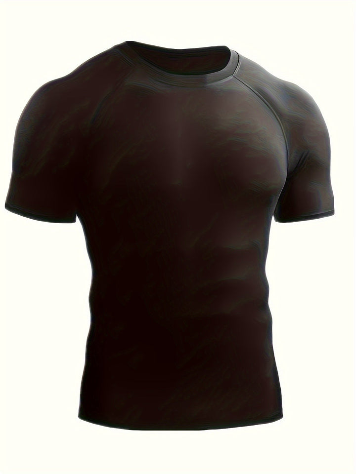 Męski t-shirt kompresyjny skinny fit z krótkim rękawem, idealny do treningu.