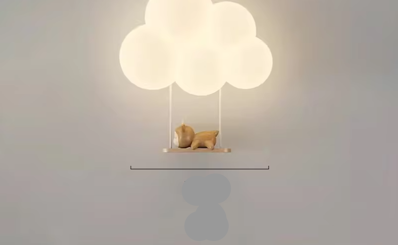 Lampa ścienna LED, biała, z magicznym blaskiem. Oświetlenie dziecięce z motywami zwierzęcymi, lampka nocna w pokoju dziecka.