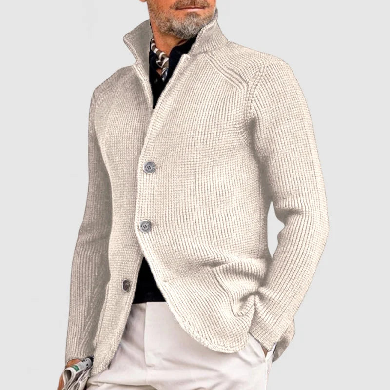 Męski kardigan Maurice z guzikami, klasyczny sweter, elegancki dodatek do jesiennej stylizacji.