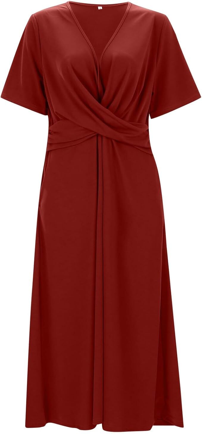 Damska sukienka vintage z dekoltem V, idealna na wiosnę. Elegancka, uniwersalna stylizacja.