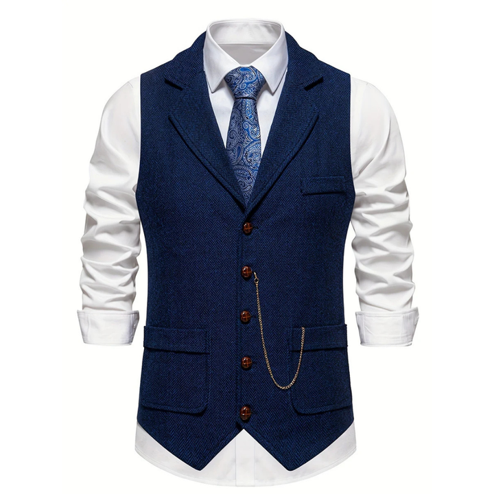 Męska elegancka kamizelka garniturowa, lekka. Idealna do stylizacji smart casual i formalnych.