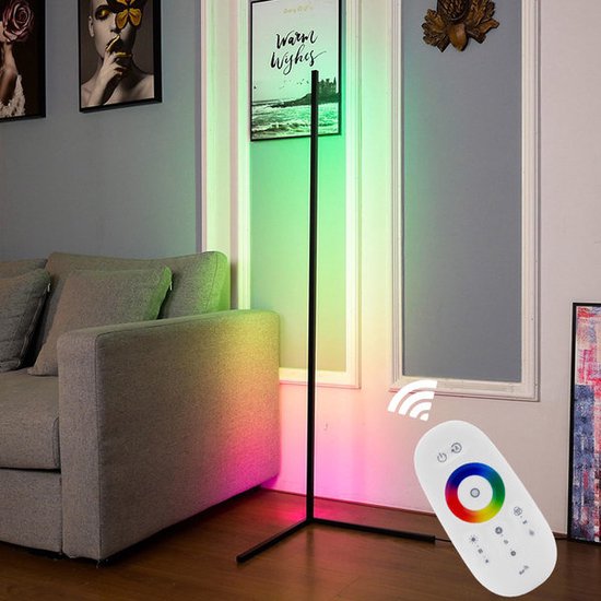 Designerska lampa podłogowa LED narożna. Nowoczesne oświetlenie do salonu, sypialni lub biura domowego.