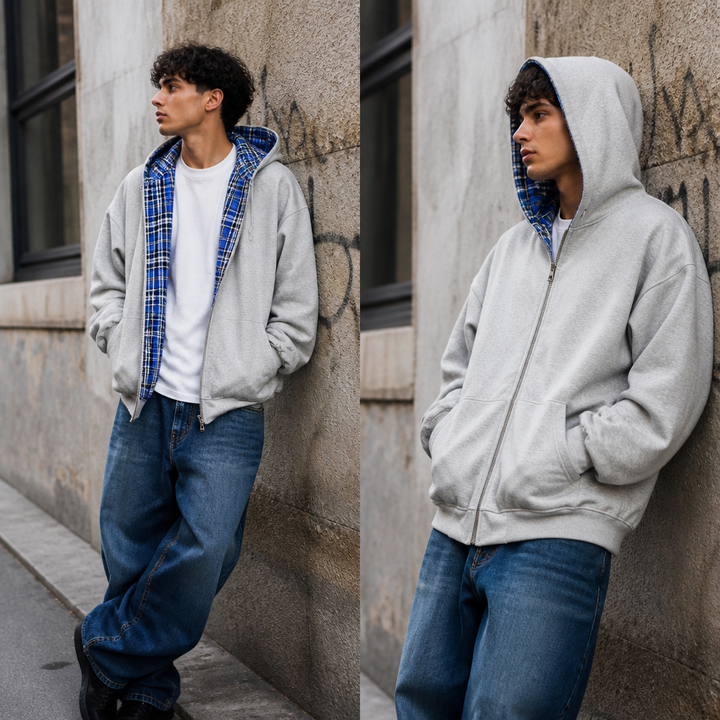 Komfortowa, modna bluza unisex oversize z kapturem. Dwustronny design i streetwearowy styl na co dzień.