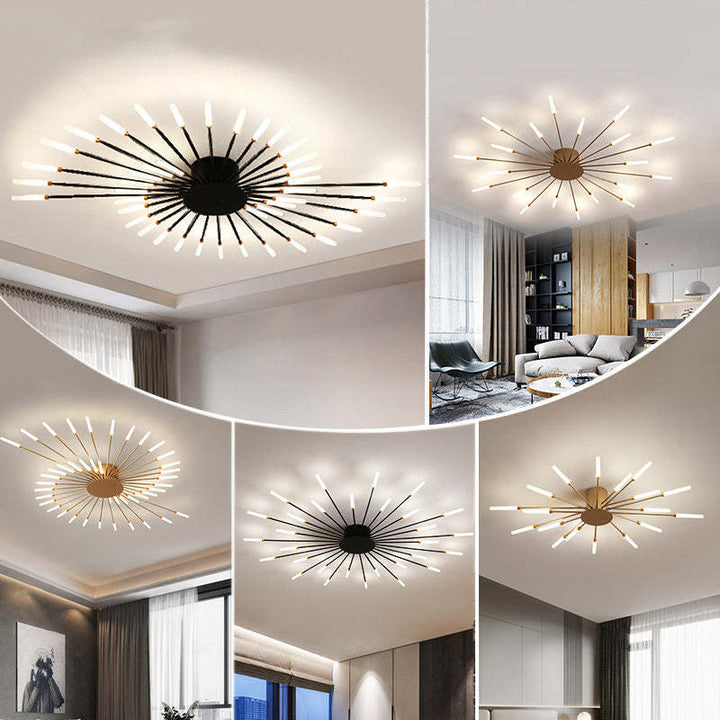 Nowoczesna lampa sufitowa LED do sypialni, czarna, z metalu i akrylu, design.
