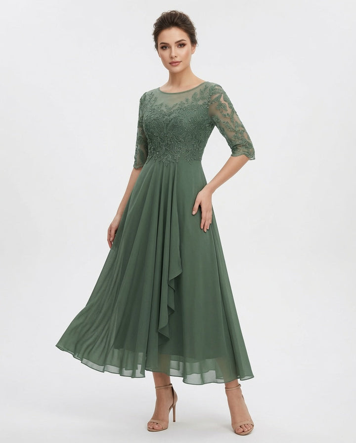 Elegancka sukienka midi dla kobiet, haftowana, z modną warstwową spódnicą. Idealna na przyjęcie.
