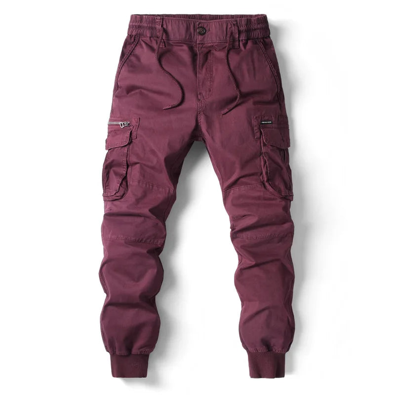 Męskie spodnie utility cargo z praktycznymi kieszeniami bocznymi. Wygodne joggery na co dzień, streetwear.