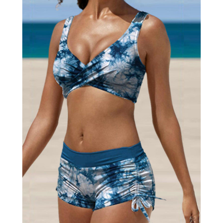 Czarne dwuczęściowe bikini damskie. Komfortowy i regulowany strój kąpielowy, perfekcyjny do letnich stylizacji.