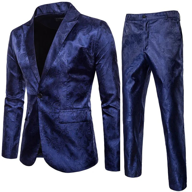 Stylowy męski garnitur slim fit, luksusowy. Idealny na formalne wyjścia, biznes i eleganckie imprezy.
