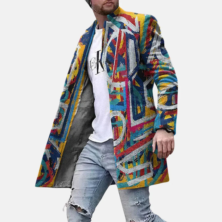 Nowa modna męska kurtka wiosenno-jesienna z graficznym nadrukiem, w stylu streetwear, wygodna.