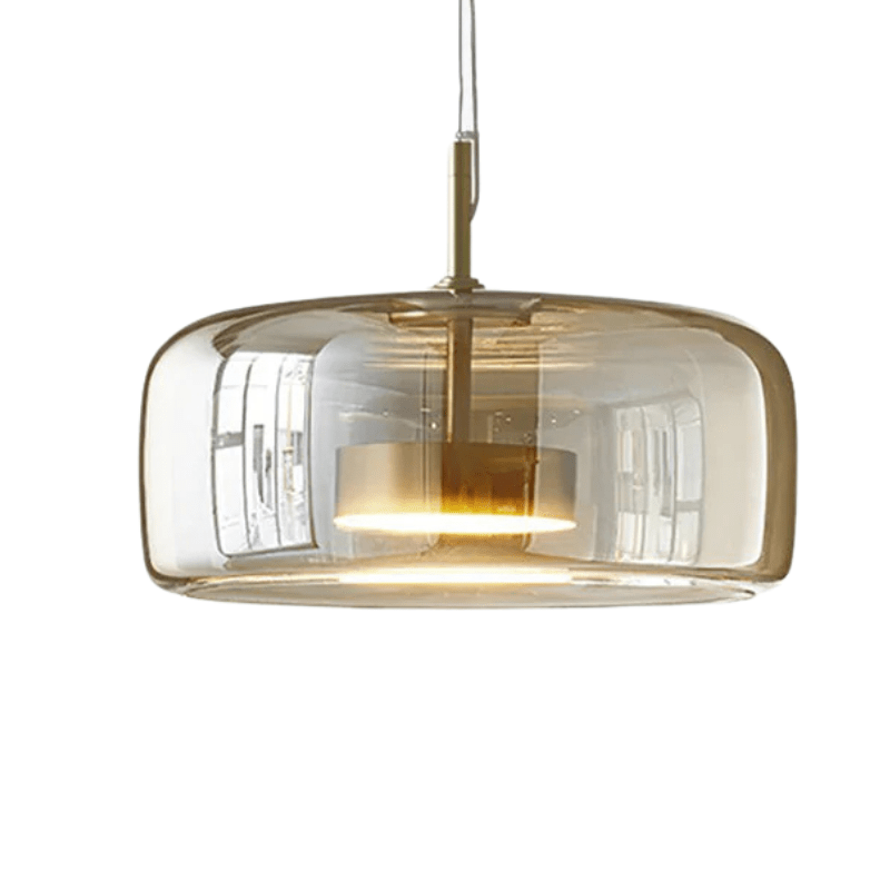 Designerska lampa wisząca retro. Szkło i metal, idealna do salonu/jadalni. Oświetlenie vintage, design wnętrz.