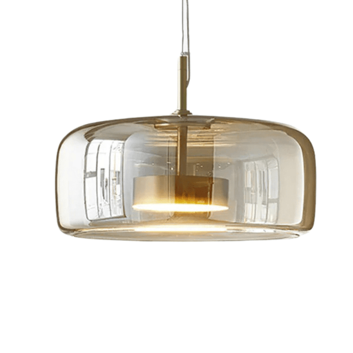 Designerska lampa wisząca retro. Szkło i metal, idealna do salonu/jadalni. Oświetlenie vintage, design wnętrz.