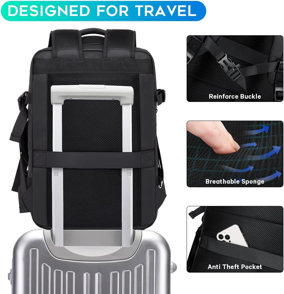 Stylowy plecak podróżny unisex, wodoodporny, 26-45L, z rękawem na laptopa, na każdą pogodę.