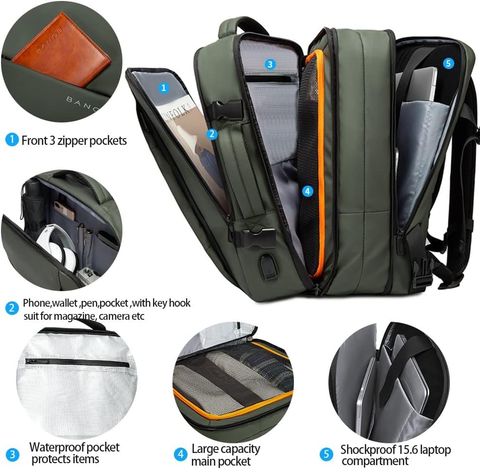 Plecak 26-45L, wodoodporny, z systemem antykradzieżowym i miejscem na laptopa, unisex.