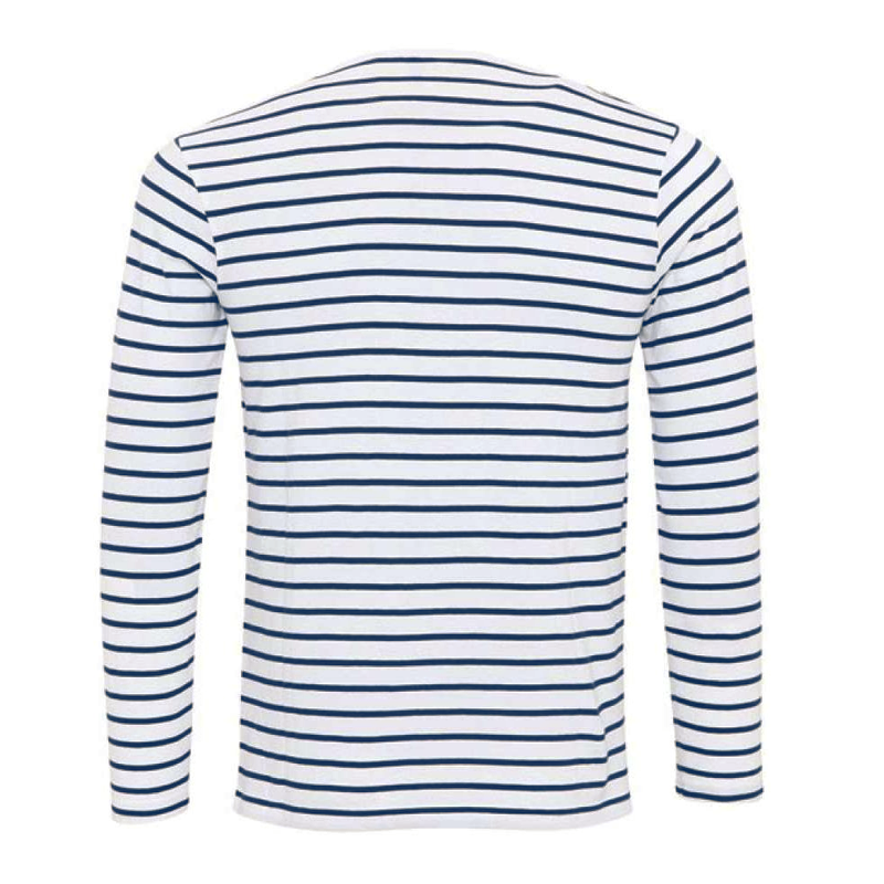 Komfortowy męski t-shirt Henley z długim rękawem i modnymi paskami, idealny do codziennego noszenia.