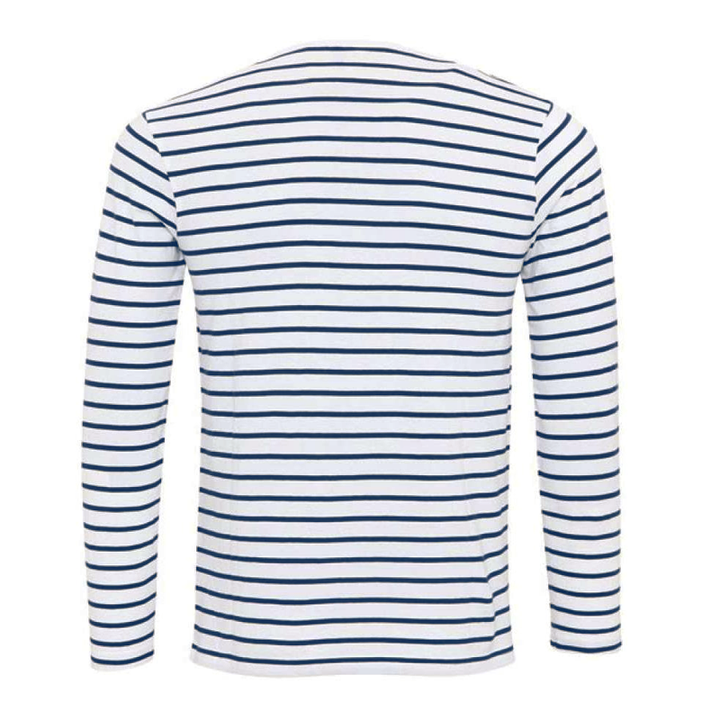 Komfortowy męski t-shirt Henley z długim rękawem i modnymi paskami, idealny do codziennego noszenia.