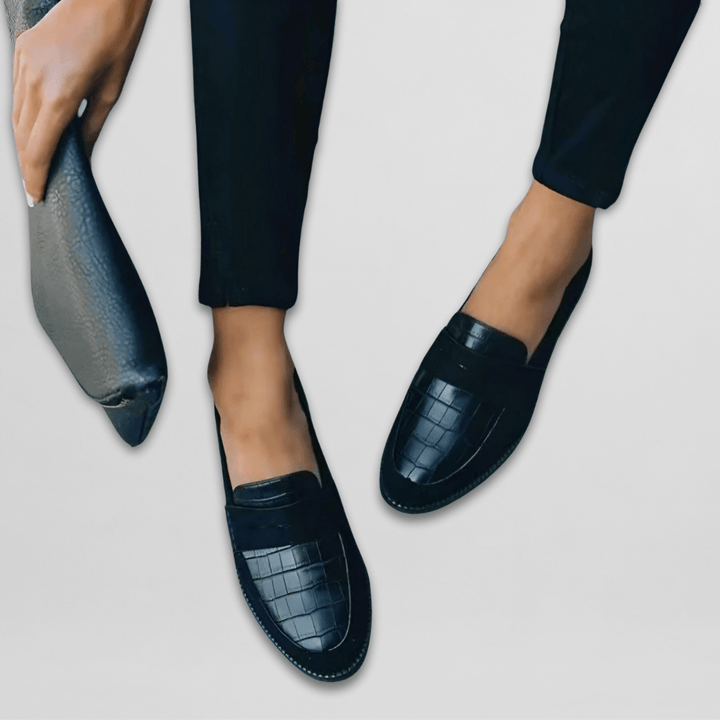 Damskie, eleganckie obuwie wsuwane: loafersy ortopedyczne z wysokim komfortem i wsparciem dla stóp.