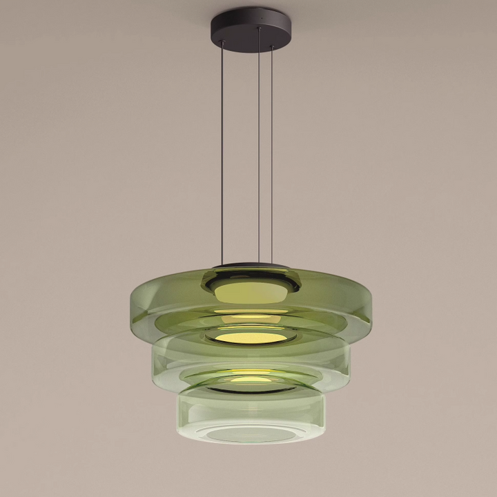 Lampa wisząca szklana Bauhaus, bursztynowa, eleganckie i funkcjonalne oświetlenie.