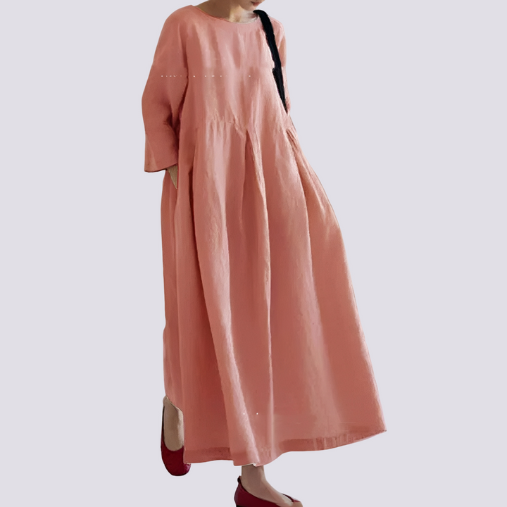 Luźna damska sukienka na lato z kieszeniami, idealna na co dzień. Wygodna i stylowa letnia moda.