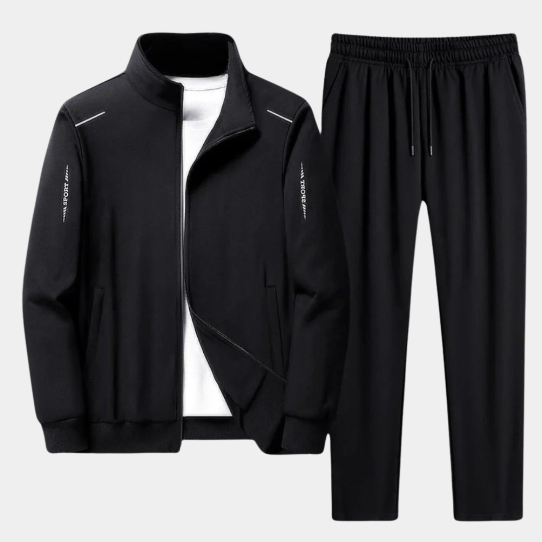 Męski dres sportowy i casualowy z poliestru, idealny na co dzień. Komfortowy zestaw, modna odzież męska.
