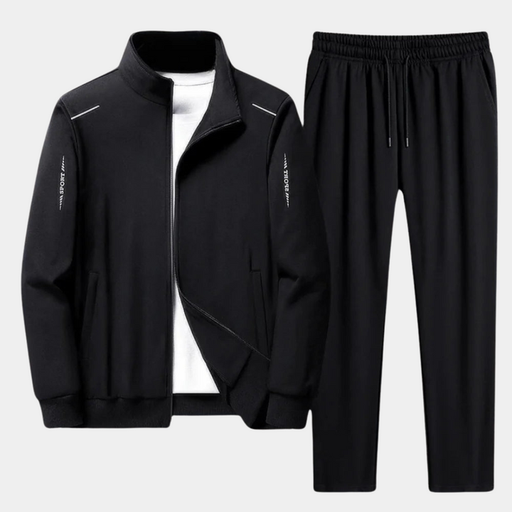 Męski dres sportowy i casualowy z poliestru, idealny na co dzień. Komfortowy zestaw, modna odzież męska.