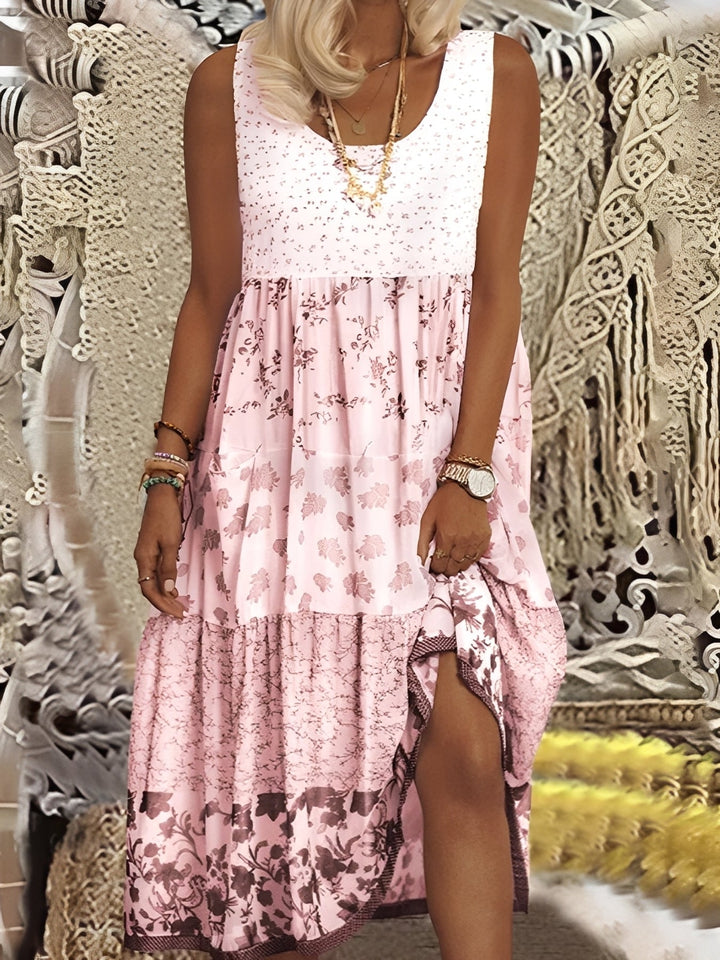 Damska sukienka midi Nancy w stylu boho, idealna na lato. Kolorowa, swobodna, elegancka moda damska.