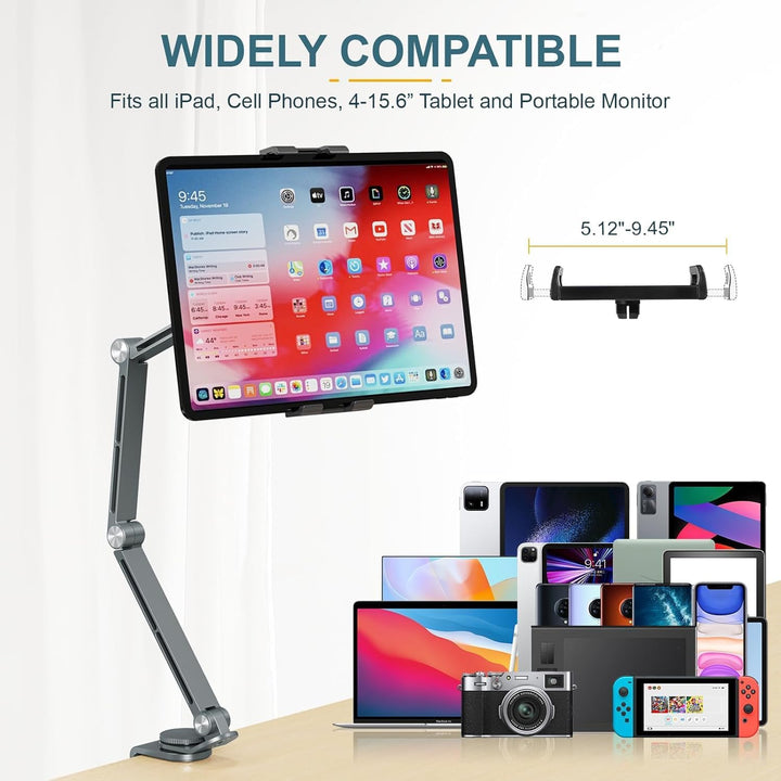 Mocny aluminiowy stojak na tablet Movaro, stabilny, z regulacją 360°. Idealny do tabletu.