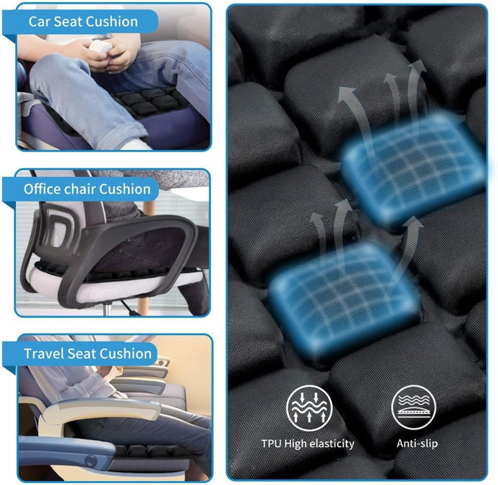 Wszechstronna poduszka AirComfort. Nadmuchiwana, ergonomiczna, do samochodu, biura, campingu. Komfort podróży.