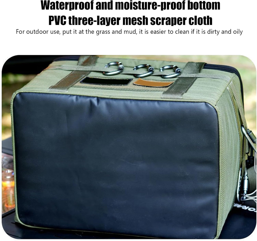 Niezbędna torba kempingowa 36L Tarvos z odczepianym stołem, wytrzymała na outdoorowe przygody.