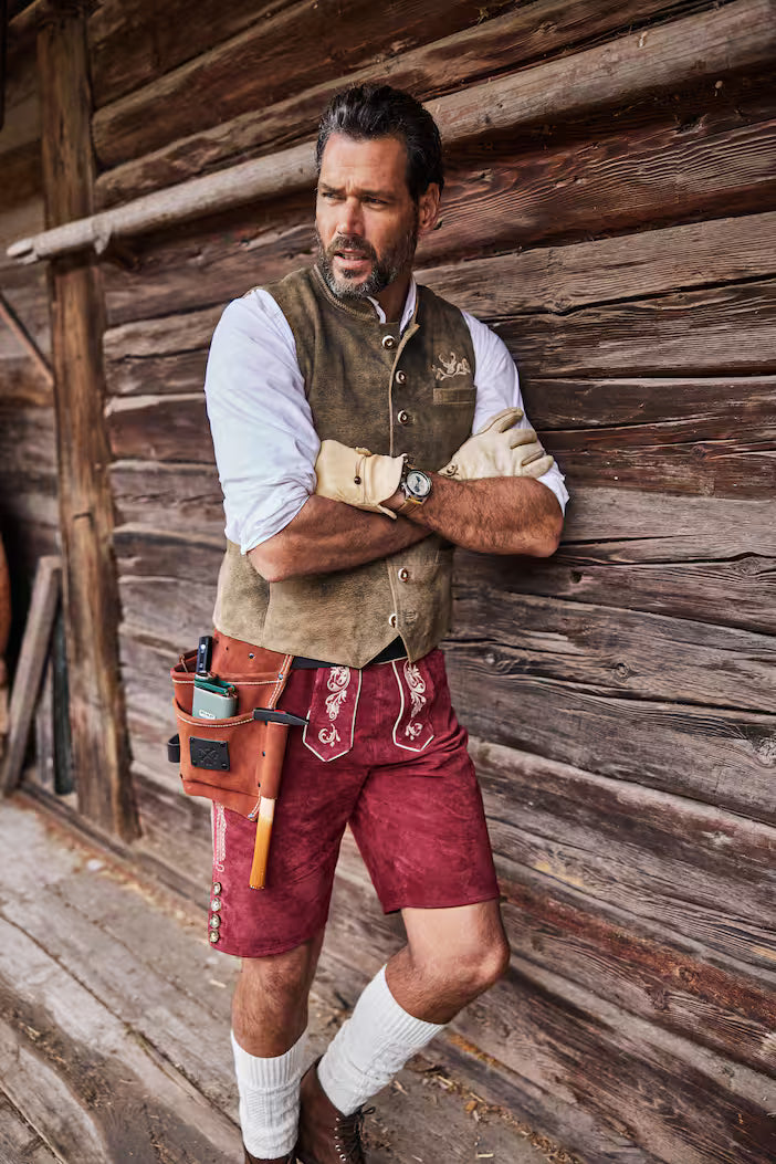 Autentyczna męska kamizelka ludowa, strój bawarski na Oktoberfest i festyny.