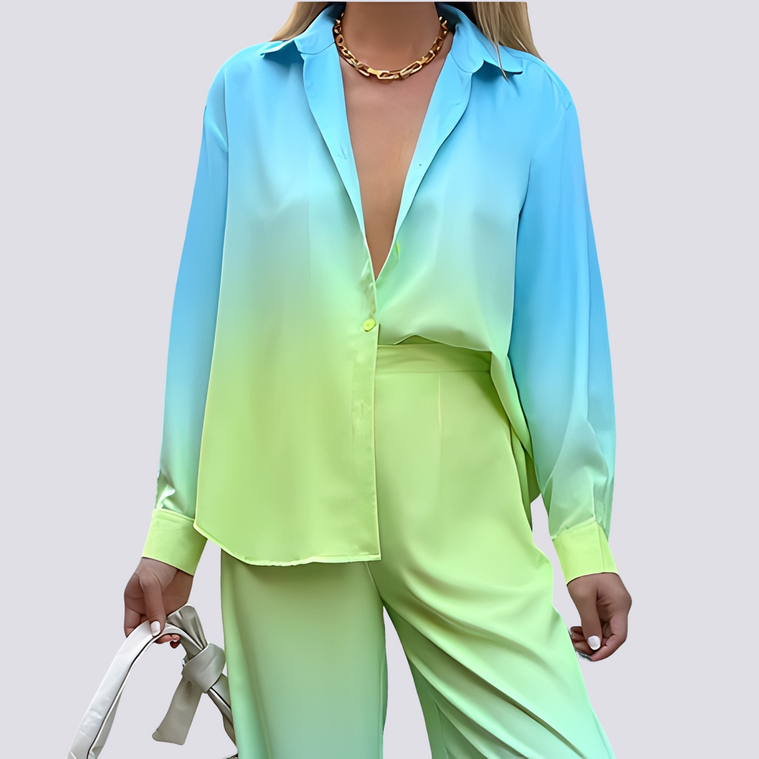 Damski elegancki zestaw Jessie. Komfortowy dwuczęściowy komplet letni, idealny na co dzień. Styl i wygoda.