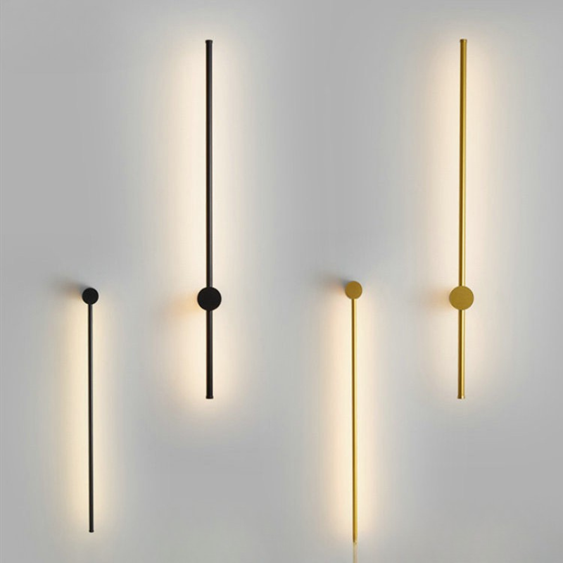 Elegancki minimalistyczny kinkiet LED, czarny, oświetlenie dekoracyjne wnętrz.