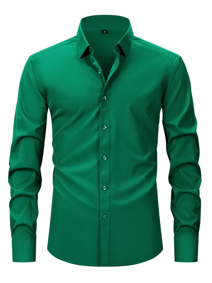 Modna koszula męska slim fit z długim rękawem, styl smart casual.