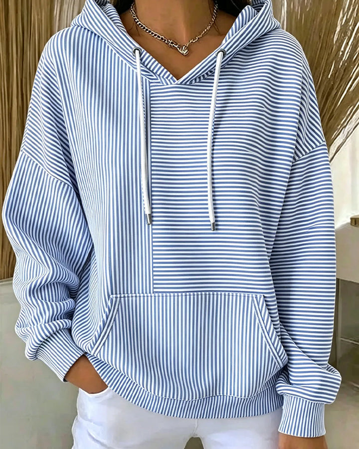 Unisex bluza z kapturem w paski, wygodna, bawełniana, idealna na casualowe stylizacje jesienią i zimą.