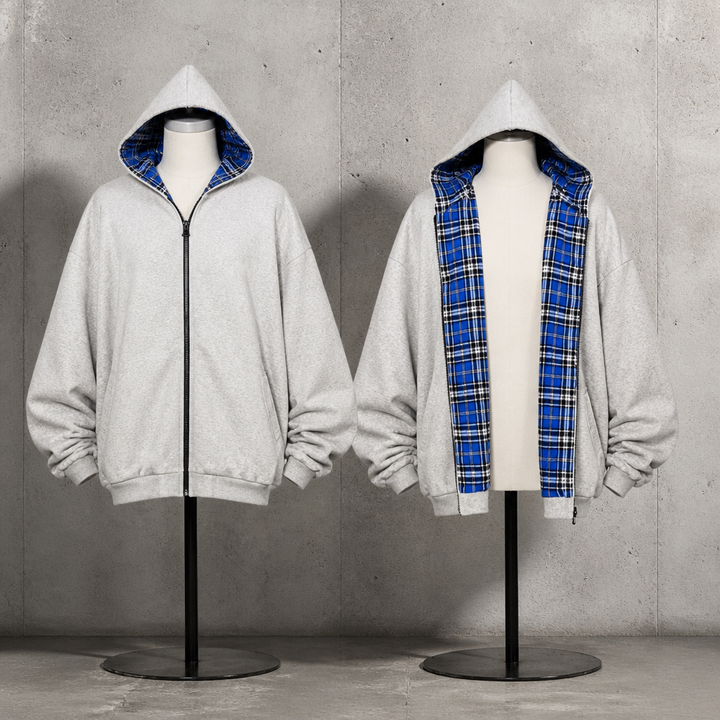 Unisex dwustronna bluza oversize z kapturem, idealna do streetwearu. Komfortowy, modny styl dla każdego.