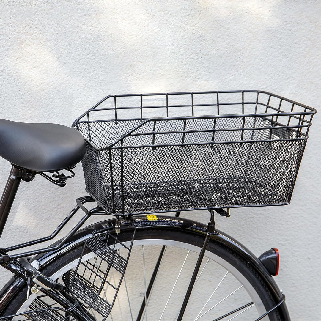 Praktyczny tylny kosz rowerowy Orvian z siatką zabezpieczającą ładunek i osłoną przeciwdeszczową. Niezbędny do transportu.