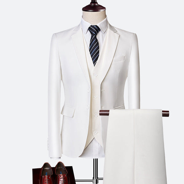 Formalny garnitur męski trzyczęściowy slim fit. Doskonały na bal, bankiet i uroczystości. Klasa i styl.