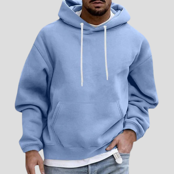 Męska bluza z kapturem i kieszeniami, luźny krój. Idealna do casualowych stylizacji i streetwear. Komfortowa dzianina.