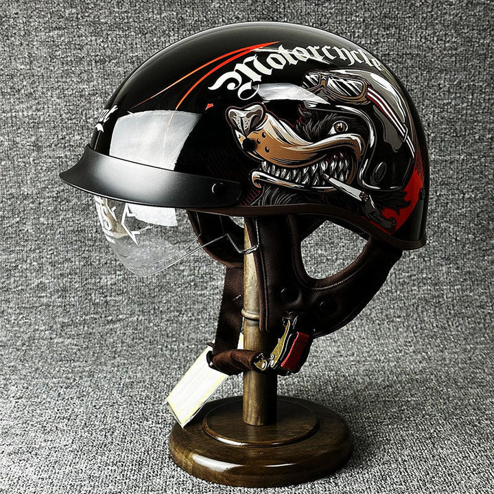 Kask motocyklowy chopper unisex, wysokie bezpieczeństwo i solidna konstrukcja na miejskie drogi.
