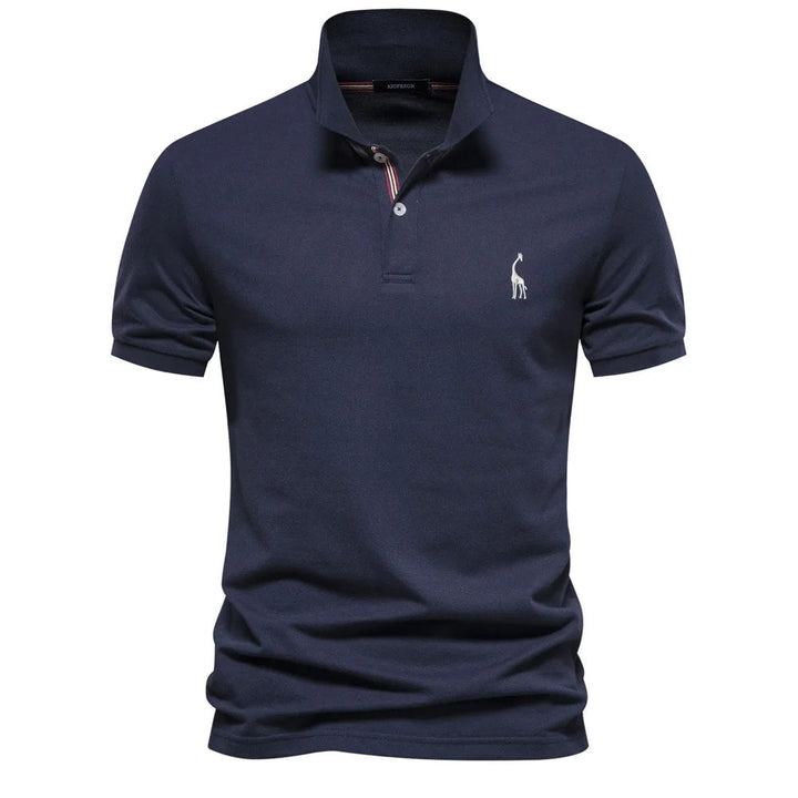 Stylowa, komfortowa męska koszulka polo bawełniana z haftem jelenia. Elegancka, krótki rękaw, na co dzień.